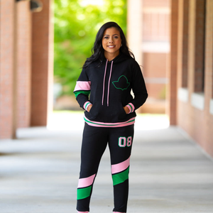 Winter Eco-Friendly Solid Retro Jogger <b>Set</b> for Women <b>Pink</b> Green Two Piece <b>Tracksuit</b> Pullover Sweatshirt Matching Jogger Pants - Product Image 1