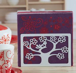 Purple Floral <b>Paper</b> <b>Tissue</b> Box With White Tree Cutout Design Free Standing Style - Product Image 5