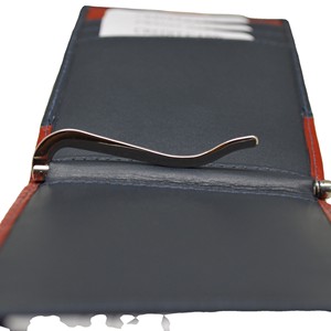 Cartera con Clip para Dinero de Cuero Genuino para Hombre, Diseño de Patchwork, Minimalista, Porta Tarjetas de Crédito, Rojo y Azul Marino - Product Image 5