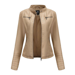 Chaqueta de Cuero Marrón para Mujer, Estilo Motociclista, Sexy, Nueva, Delgada, para Exteriores, 2026 - Product Image 4