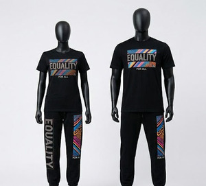 Conjunto de Camiseta y Pantalones con Estampado Digital Personalizado 'Equality For All', Cuello Redondo, Manga Corta, Estilo Casual Urbano para Hombre, Verano, OEM - Product Image 1