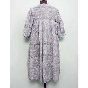 Vestido Largo Bohemio con Estampado Floral, Ecológico, Cuello Redondo, Manga Larga, Algodón, para Mujer, Uso Diario, Fabricante Indio - Product Image 6