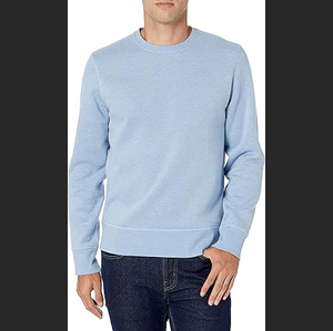 เสื้อสเวตเชิ้ตคอกลมสีฟ้าอ่อนสำหรับผู้ชาย ผ้าฝ้าย 100% ทรงปกติ สีพื้น ลำลอง ถักทอ เหมาะสำหรับใส่ในฤดูใบไม้ร่วง - Product Image 2