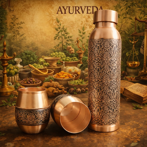Ensemble de bouteilles en cuivre gravé, coffret cadeau de bouteilles en cuivre, bouteille en cuivre avec verre, bouteille en cuivre antique gravée, bouteille en cuivre - Product Image 3