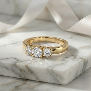 1.00CTW Three <b>Stone</b> Round Diamond Solitaire Ring with Shared Prong Setting - Product Image 1