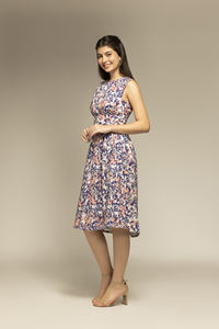 Vestido Casual de Verano para Mujer, Estampado Floral Azul, Mezcla de Algodón, Transpirable, para Uso Diario - Product Image 2