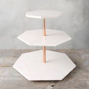 Elegant Two Tier <b>Cake</b> <b>Stand</b> with metal Frame and <b>Marble</b> Base for Serving Desserts Stylishly - Product Image 3
