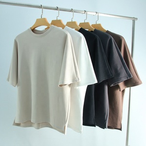 T-shirt en coton pour homme, coupe classique, col rond, manches courtes, couleur unie, jersey décontracté, respirant, design uni - Product Image 1