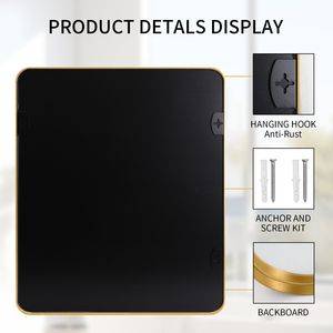 Specchio Rettangolare Moderno 76x91 cm con Cornice Dorata Profonda, Decorazione da Parete in Metallo per Camera da Letto, Soggiorno, Ingresso - Specchio da Comodino - Product Image 6