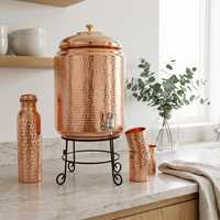 Pot à eau en cuivre antique, distributeur, récipient, design classique, écologique, haute qualité, 100% naturel, vaisselle de service, vente en gros