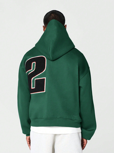 Sweat à capuche pour homme 100% coton, broderie chenille, design patchwork personnalisé, coupe classique, écologique, logo personnalisé, saison hiver - Product Image 2