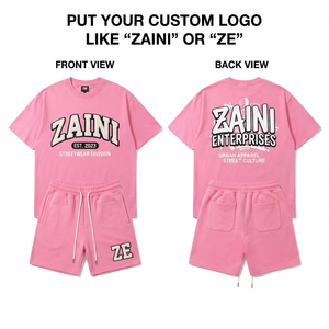ชุดเสื้อยืดและกางเกงขาสั้น ZAINI ผ้าเทอร์รี่โพลีเอสเตอร์พรีเมียม 280 GSM สีส้ม/ดำล้วน รับผลิตแบบ ODM พร้อมสกรีนโลโก้ ระบายอากาศได้ดี เหมาะสำหรับใส่ลำลองในฤดูร้อน - Product Image 1