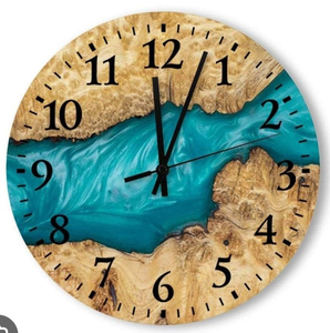 Stylish Epoxy Resin & Wooden <b>Wall</b> <b>Clock</b> For Gifting Homedecor <b>Modern</b> Artistic Polish Finished Time Piece For Restaurant Hotel - Product Image 1