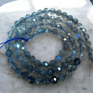 Piedra Preciosa de Labradorita, Cuentas Redondas Facetadas de 4mm, Color Azul, TASBIYA GEMS, Certificación de Terceros, Listo para Enviar, para la Elaboración de Collares - Product Image 2