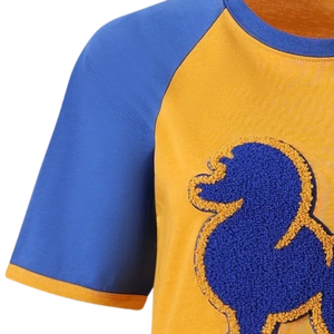 Chemise Raglan Premium en Chenille Noir et Blanc à Manches Courtes et Col Rond avec Patch en Chenille – Style Décontracté Sportif pour Équipe de Baseball - Product Image 4