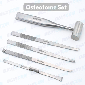 Kit d'osteotomes manuels de qualité médicale, ciseaux à os droits et courbés pour la chirurgie plastique et la chirurgie reconstructive |   Rhinoplastie - Product Image 6