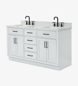 Meuble-lavabo de salle de bain Timothy de 61 pouces, double vasque, directement de l'usine, seulement 5 options de finition, vente en gros, usine du Vietnam - Product Image 2