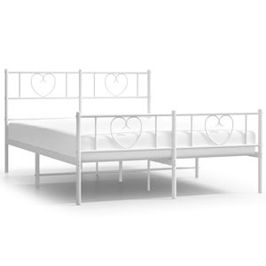 Cadre de lit king-size en acier blanc thermolaqué, lit rectangulaire en métal - Product Image 2