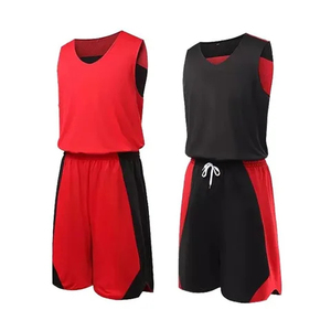 Maillot de basketball professionnel personnalisé 2026, réversible noir et rouge, par sublimation, uniformes de basketball OEM - Product Image 5