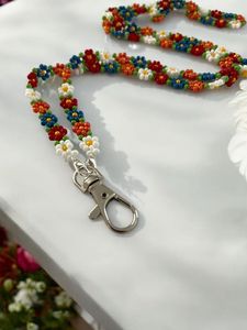 Premium Embroidery Beaded <b>Lanyard</b> Handmade Floral Beaded Neck Strap <b>for</b> ID Badge and <b>Key</b> Holder - Product Image 1