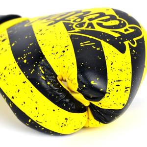 Top Seller Best Quality Full Printed Yellow/Black Custom Boxing Gloves OEM Genuine Leather Professional Training Waterproof - Product Image 6