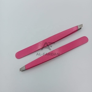 Pince à épiler sourcils rose scintillant, pointe biseautée carrée, en acier inoxydable massif, personnalisable avec logo, pour l'épilation des poils des sourcils - Product Image 2