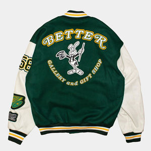 แจ็คเก็ตเบสบอลแบบกำหนดเองคุณภาพสูงสำหรับผู้ชาย แจ็คเก็ตบอมเบอร์แบบวาร์ซิตี้ ผ้าซาติน ปักลายเชนิลล์ กระเป๋าปัก  แบบสวมใส่ได้ในฤดูหนาว - Product Image 2