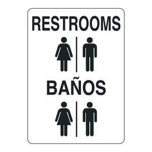 Señalización de Tráfico Bilingüe (Señal de Baño) Inglés/Español - Señal de Seguridad de PVC Duradero para Uso en Interiores/Exteriores - Product Image 2