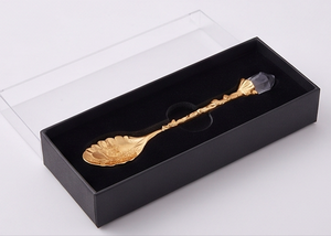 Elegant Gold Color Plated Spoon <b>With</b> <b>Crystal</b> Handle And Floral Design For Wedding Occasions And Daily Use - Product Image 6