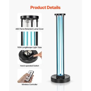 Lámpara ultravioleta de luz UV de 110W con purificador de ozono Temporizador de 30/60/120 minutos - Product Image 2