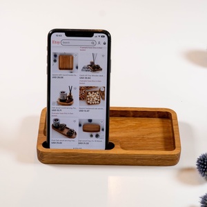 Bandeja ovalada de madera de roble, organizador moderno para joyas y café, bandeja de madera hecha a mano, bandeja utilitaria de madera - Product Image 2