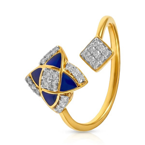 <b>Blue</b> Enamel Geometric Diamond Accent Gold <b>Ring</b> - Product Image 2
