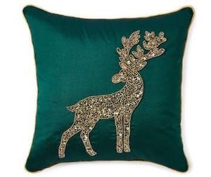 Monstera Leaf Sequin Beaded Cushion Cover Linen Cotton Fabric Hand Embroidered <b>Throw</b> <b>Pillow</b> Case For Couch Sofa Office Home - Product Image 3