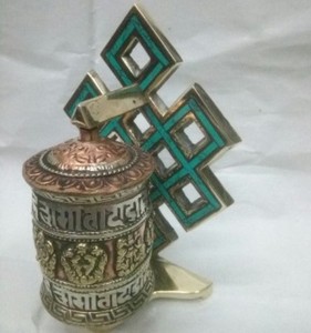 Rueda de Oración de Metal de Latón y Cobre para Colgar en la Pared, Tallada con Técnica de Grabado, 22cm, Regalo de Año Nuevo, Budismo, Música, Buda - Product Image 4