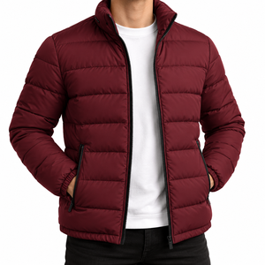 Puffer Jacket Low Price Casual Street Wear Zip-Up <b>Waterproof</b> stand collar Winter wear <b>Padded</b> <b>Coat</b> for men's - Product Image 5