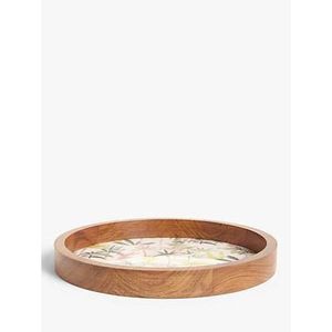 Plateau décoratif en bois de manguier imprimé, adapté aux aliments, avec revêtement émaillé - Product Image 1