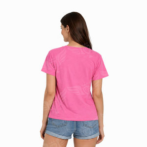 T-shirt en coton rose à manches courtes pour femme, motif ange, décontracté, imprimé, personnalisable avec logo, vente en gros - Product Image 3