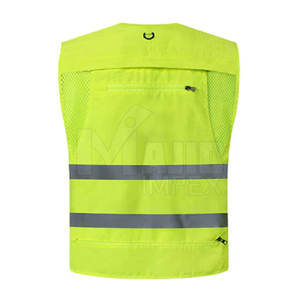 Gilet de sécurité réfléchissant personnalisé pour hommes, noir, jaune et orange, haute visibilité, avec logo et poches - Product Image 2