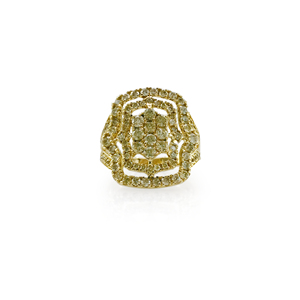 Anillo de compromiso para mujer con racimo de diamantes blancos naturales, oro amarillo de 14K, corte redondo, estilo clásico, color I-J, claridad SI - Product Image 1