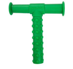 Mordedor Sensorial de Silicona Verde en Forma de T, Juguete Texturizado para Masticar, Tubo con Puntos de Dureza Media para Bebés y Adultos - Product Image 4