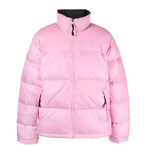 Chaqueta Acolchada Rosa con Cuello Alto y Cierre de Cremallera, Abrigo de Invierno Resistente al Viento, Unisex, Informal, con Relleno Grueso de Poliéster - Product Image 1