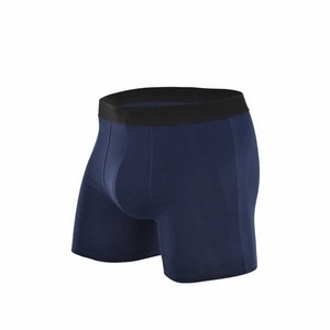 Shorts de compression pour homme bleu marine, taille mi-haute, ceinture élastique, respirants, en coton tricoté et élasthanne, décontractés - Product Image 1