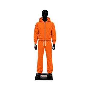 Conjunto Deportivo de Forro Polar Naranja para Hombre, Sudadera con Cremallera Completa y Pantalones Jogger, Ropa Deportiva Casual de Invierno, Venta al Por Mayor, Fabricante OEM, Proveedor - Product Image 1