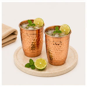 Factory Price Pure <b>Copper</b> Hammered Tumbler Set Drinking Water Glass for Health Eco-Friendly Handcrafted <b>Copper</b> <b>Cup</b> for Hotels - Product Image 3