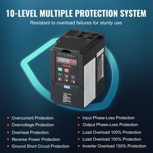 Inverter VFD 1HP 0.75KW 3.5A Trifase 220V Ingresso/Uscita, Frequenza Variabile 40-60Hz Ingresso/0-400Hz Uscita per Sistemi Trifase 220V - Product Image 4
