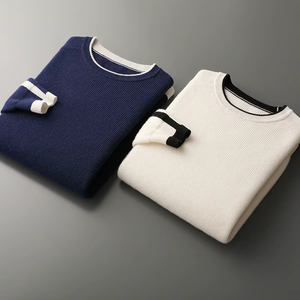 Pull en laine respirant à col rond pour homme, personnalisé avec étiquette privée, épais et de qualité supérieure pour l'hiver, fabrication OEM ODM - Product Image 3