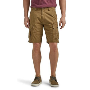 Shorts cargo pour homme en coton 100% personnalisés, multi-poches, construction robuste, marron foncé, coutures soignées, longueur genou. - Product Image 1