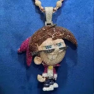 Pendentif Personnage de Dessin Animé en Argent 925 Plaqué Or avec Moissanite, Breloques Thème Mignonnes pour Usage Quotidien, Bijoux Hip Hop - Product Image 1