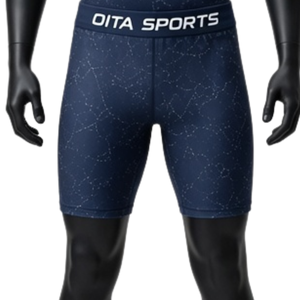 Ensemble de t-shirt et short de compression bleu marine pour homme, séchage rapide, extensible, pour entraînement fitness, sport, gym, vêtements de sport athlétiques - Product Image 5