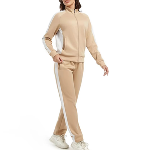 Survêtement zippé durable pour femme, automne-hiver, uni, imprimé dentelle, avec bande latérale zippée, design frais et durable, nouveau survêtement pour femme - Product Image 3